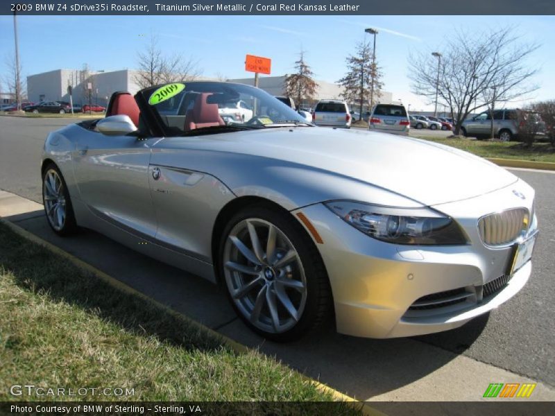 Titanium Silver Metallic / Coral Red Kansas Leather 2009 BMW Z4 sDrive35i Roadster