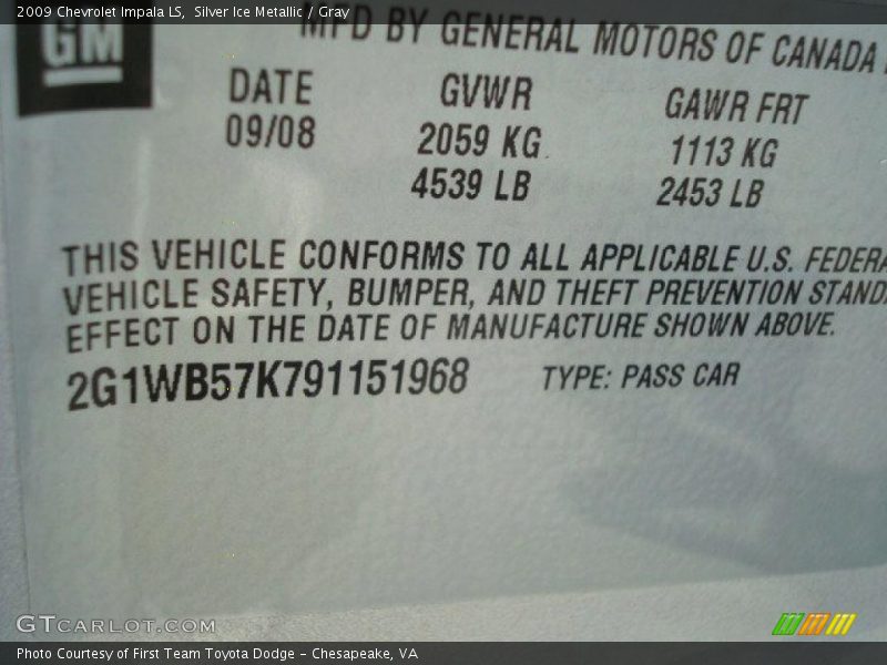 Silver Ice Metallic / Gray 2009 Chevrolet Impala LS