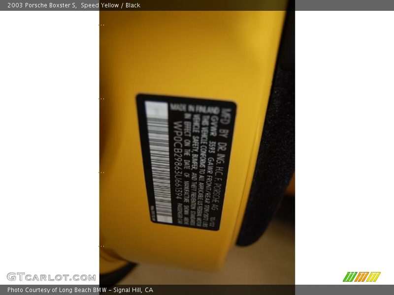 Speed Yellow / Black 2003 Porsche Boxster S