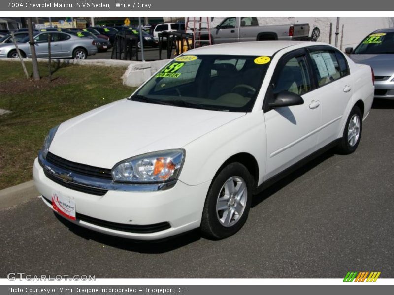 White / Gray 2004 Chevrolet Malibu LS V6 Sedan