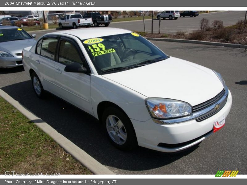 White / Gray 2004 Chevrolet Malibu LS V6 Sedan