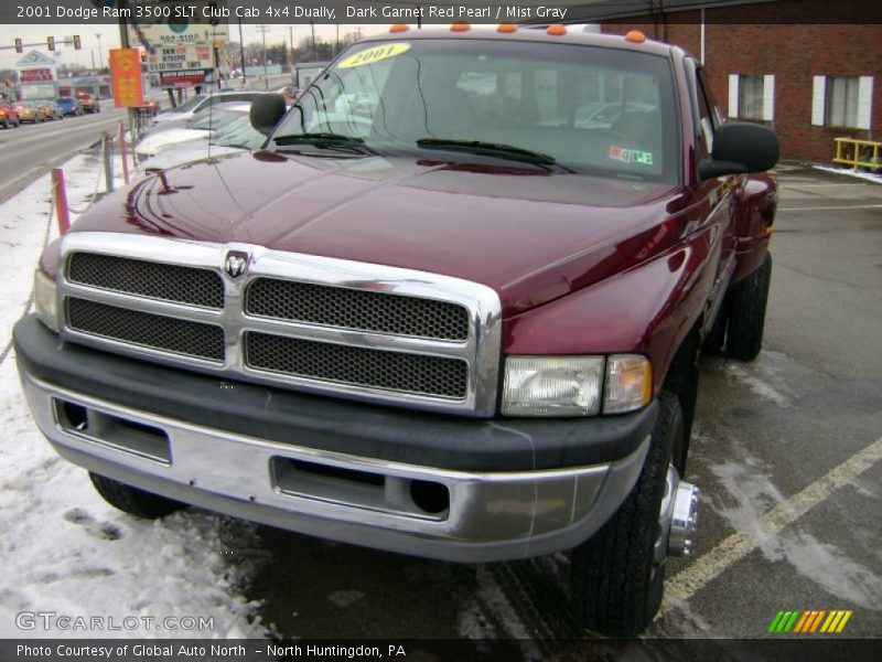 Dark Garnet Red Pearl / Mist Gray 2001 Dodge Ram 3500 SLT Club Cab 4x4 Dually