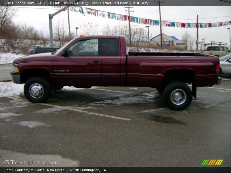 Dark Garnet Red Pearl / Mist Gray 2001 Dodge Ram 3500 SLT Club Cab 4x4 Dually