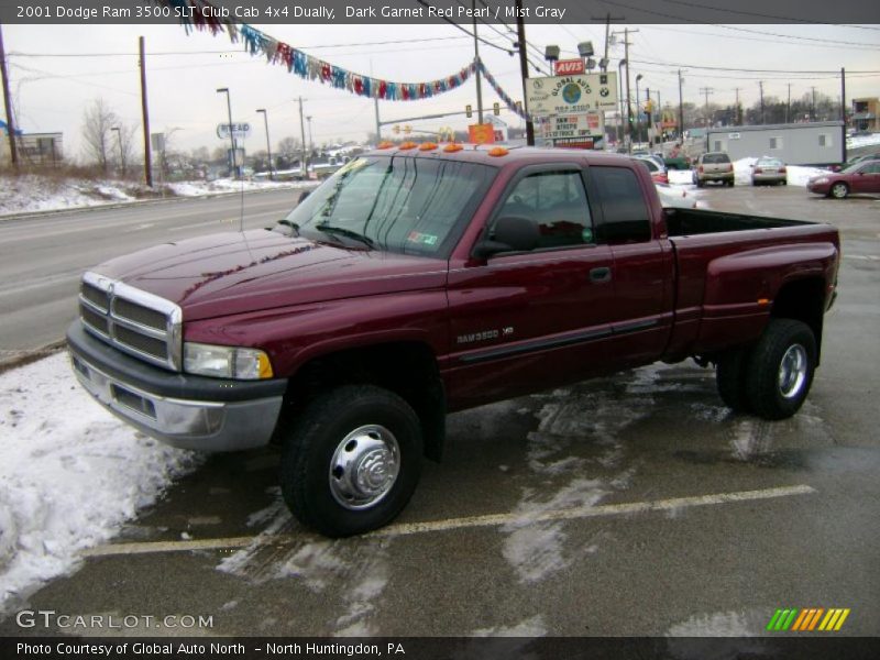 Dark Garnet Red Pearl / Mist Gray 2001 Dodge Ram 3500 SLT Club Cab 4x4 Dually