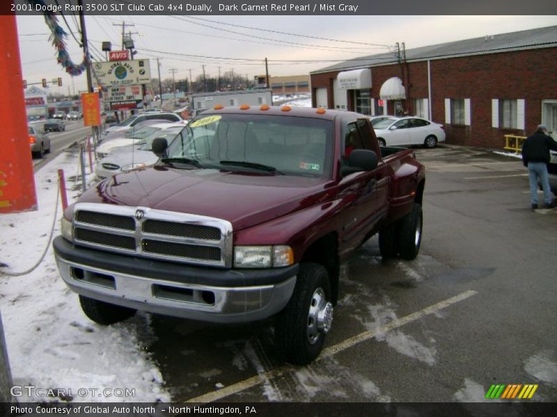 Dark Garnet Red Pearl / Mist Gray 2001 Dodge Ram 3500 SLT Club Cab 4x4 Dually