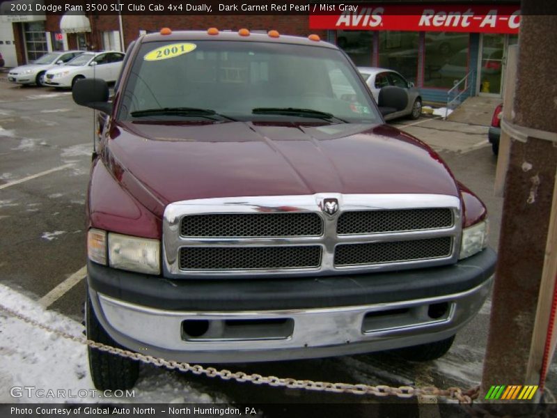 Dark Garnet Red Pearl / Mist Gray 2001 Dodge Ram 3500 SLT Club Cab 4x4 Dually