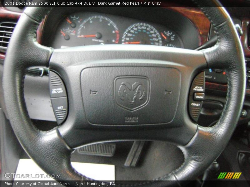 Dark Garnet Red Pearl / Mist Gray 2001 Dodge Ram 3500 SLT Club Cab 4x4 Dually