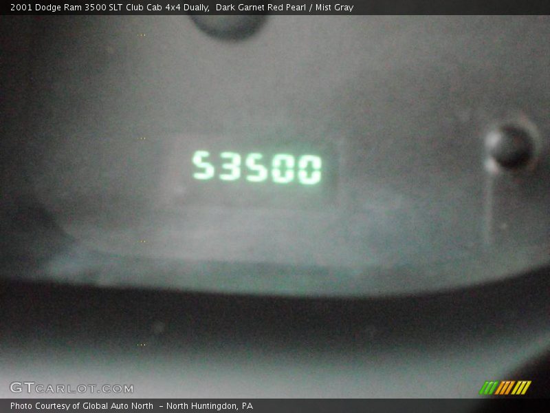 Dark Garnet Red Pearl / Mist Gray 2001 Dodge Ram 3500 SLT Club Cab 4x4 Dually