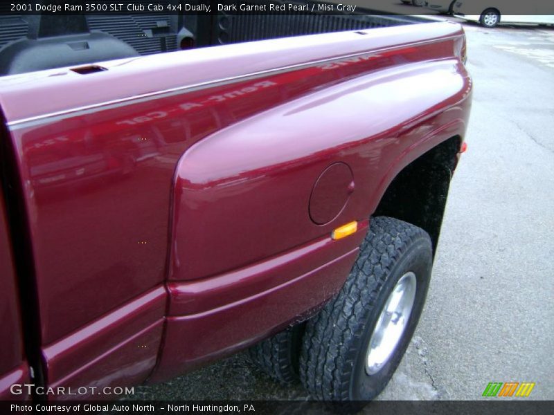 Dark Garnet Red Pearl / Mist Gray 2001 Dodge Ram 3500 SLT Club Cab 4x4 Dually