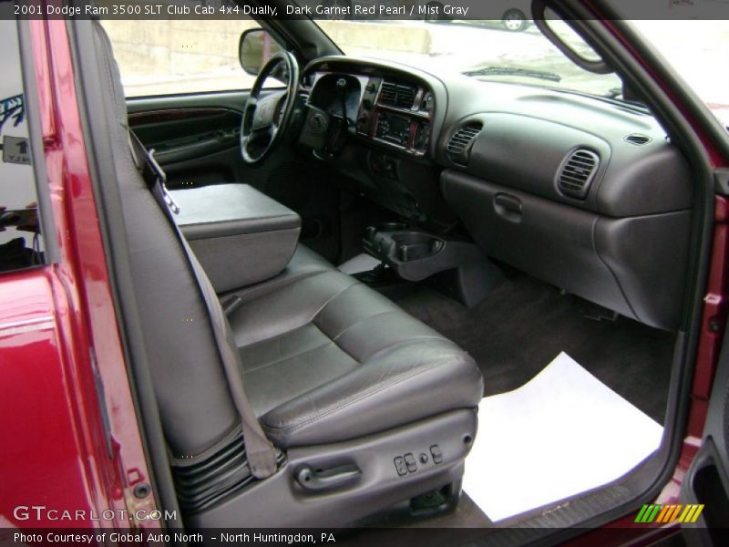 Dark Garnet Red Pearl / Mist Gray 2001 Dodge Ram 3500 SLT Club Cab 4x4 Dually