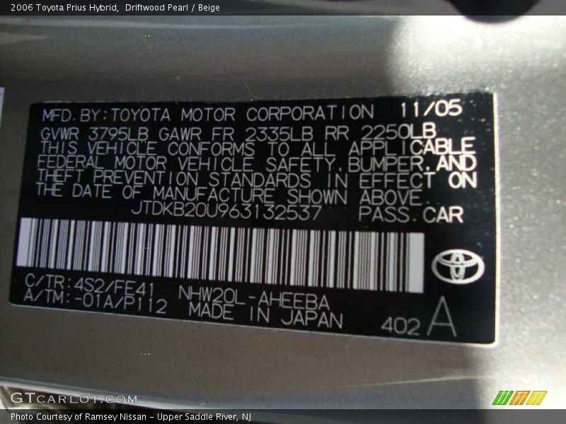 Driftwood Pearl / Beige 2006 Toyota Prius Hybrid