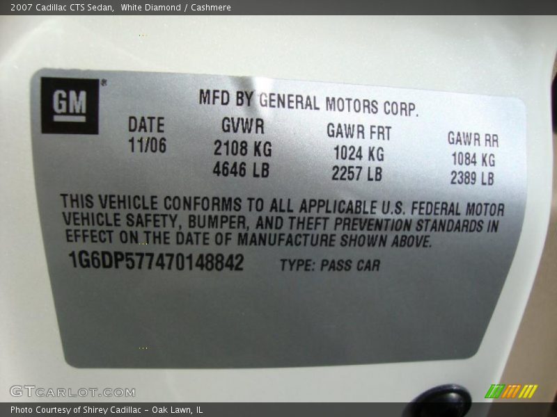 White Diamond / Cashmere 2007 Cadillac CTS Sedan