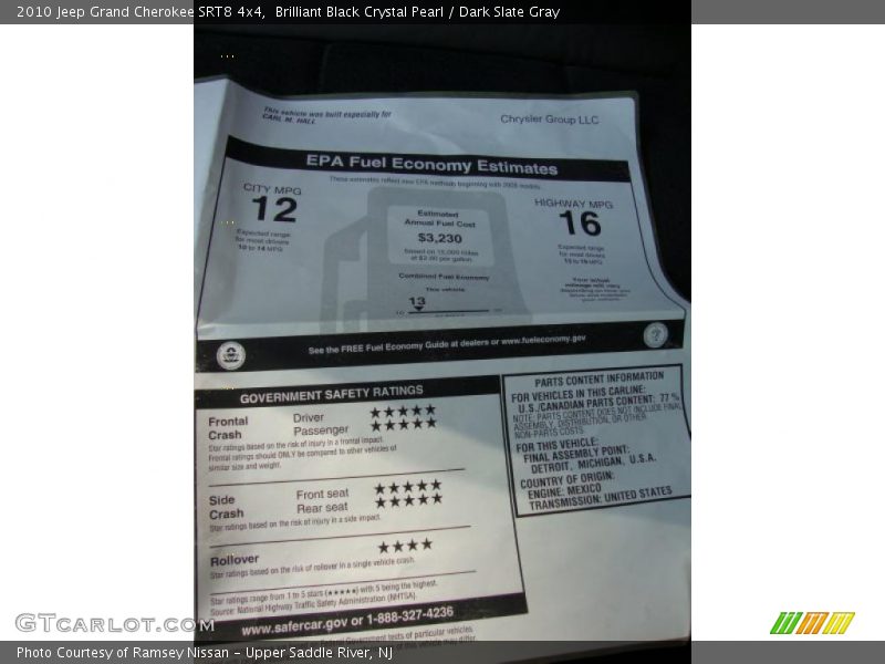 Brilliant Black Crystal Pearl / Dark Slate Gray 2010 Jeep Grand Cherokee SRT8 4x4