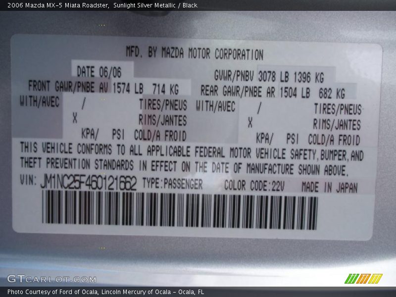 Sunlight Silver Metallic / Black 2006 Mazda MX-5 Miata Roadster