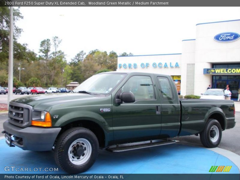 Woodland Green Metallic / Medium Parchment 2000 Ford F250 Super Duty XL Extended Cab