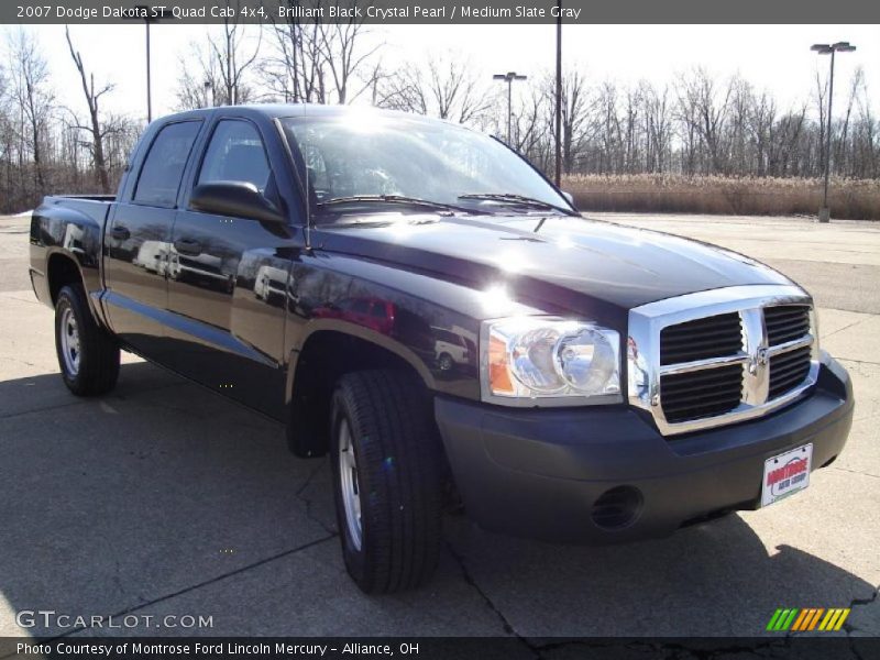 Brilliant Black Crystal Pearl / Medium Slate Gray 2007 Dodge Dakota ST Quad Cab 4x4