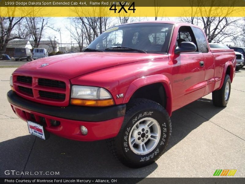 Flame Red / Mist Gray 1999 Dodge Dakota Sport Extended Cab 4x4