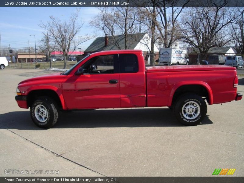 Flame Red / Mist Gray 1999 Dodge Dakota Sport Extended Cab 4x4