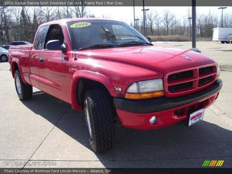 Flame Red / Mist Gray 1999 Dodge Dakota Sport Extended Cab 4x4