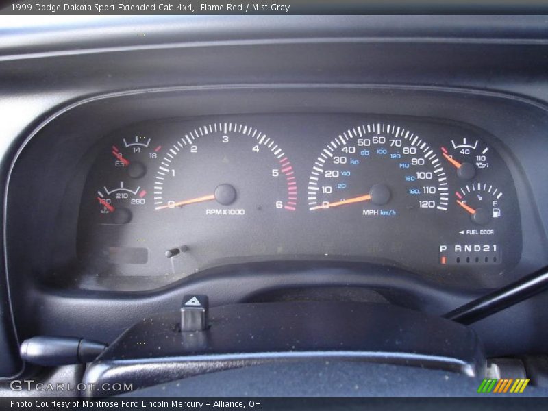 Flame Red / Mist Gray 1999 Dodge Dakota Sport Extended Cab 4x4
