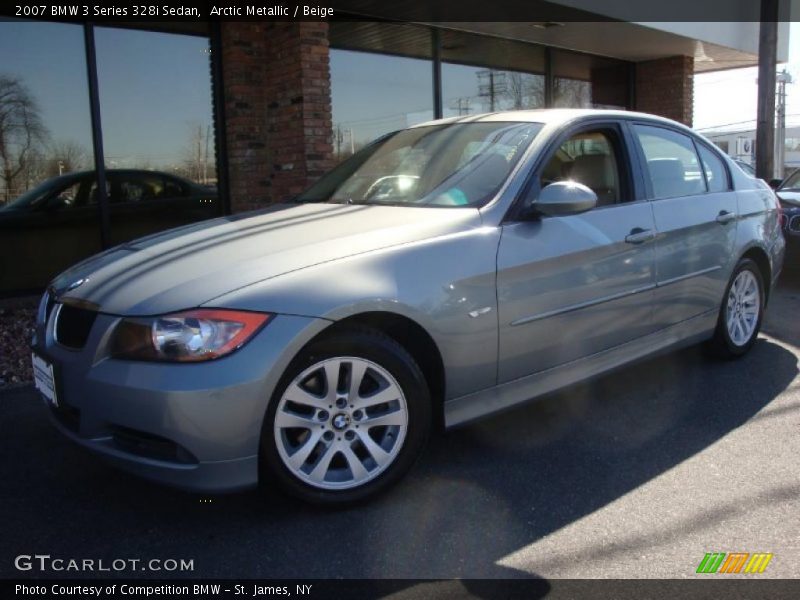 Arctic Metallic / Beige 2007 BMW 3 Series 328i Sedan