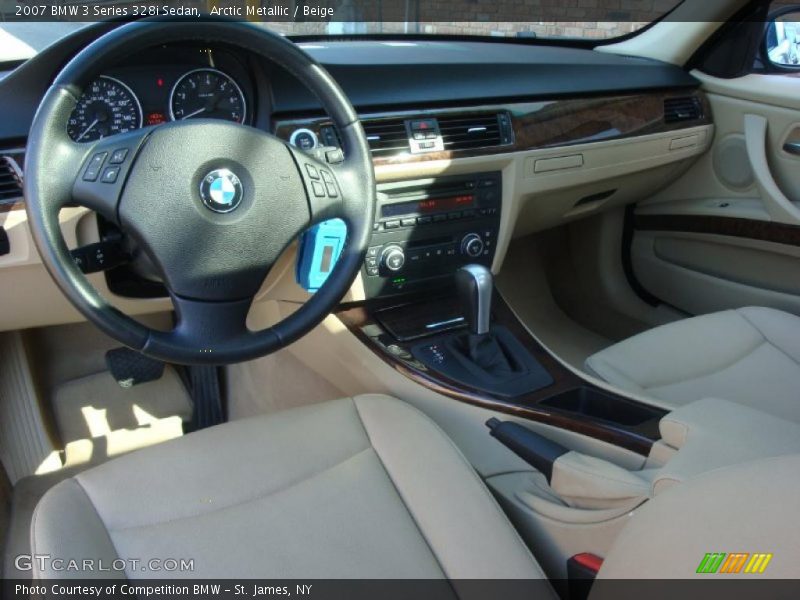 Arctic Metallic / Beige 2007 BMW 3 Series 328i Sedan