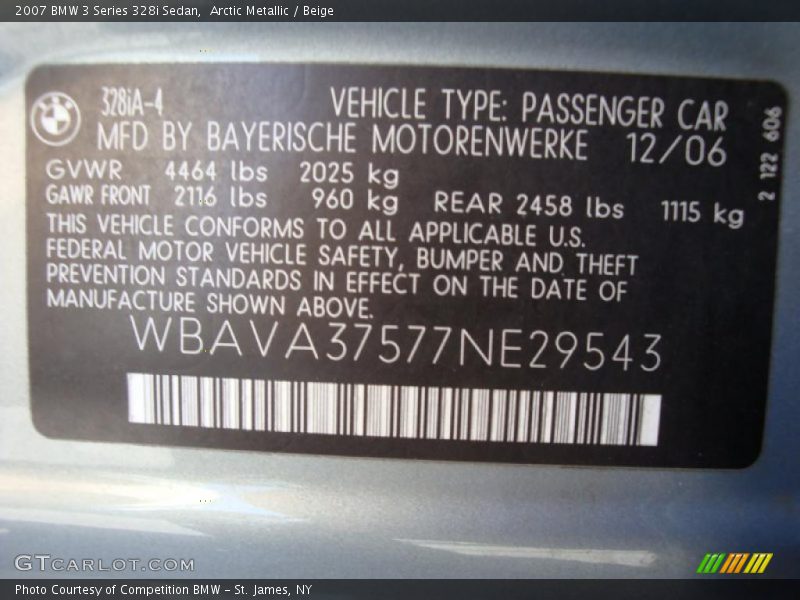 Arctic Metallic / Beige 2007 BMW 3 Series 328i Sedan