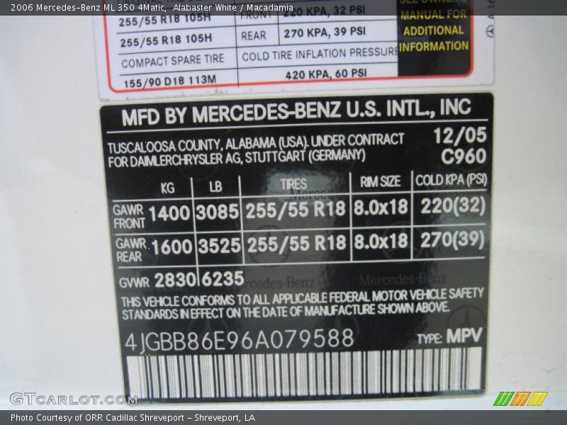 Alabaster White / Macadamia 2006 Mercedes-Benz ML 350 4Matic