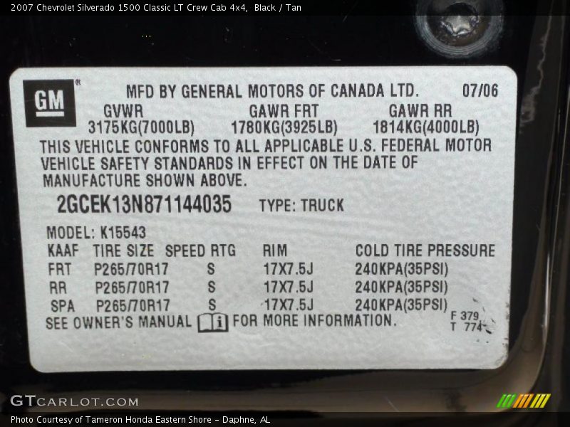 Black / Tan 2007 Chevrolet Silverado 1500 Classic LT Crew Cab 4x4