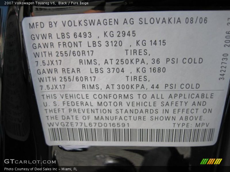 Black / Pure Beige 2007 Volkswagen Touareg V6