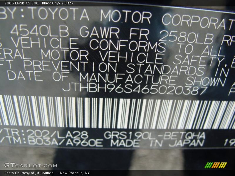 Black Onyx / Black 2006 Lexus GS 300