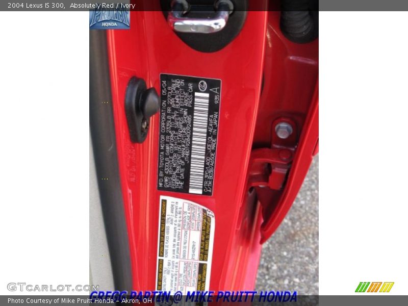 Absolutely Red / Ivory 2004 Lexus IS 300