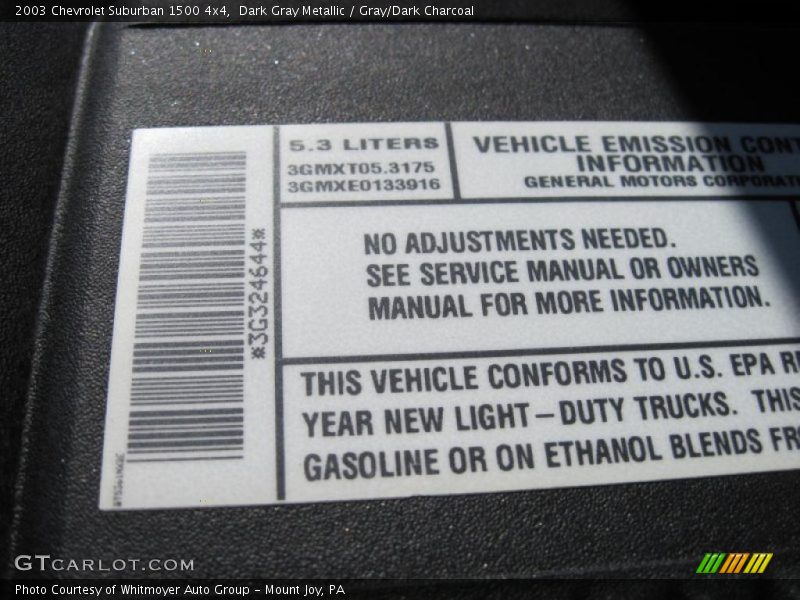 Dark Gray Metallic / Gray/Dark Charcoal 2003 Chevrolet Suburban 1500 4x4