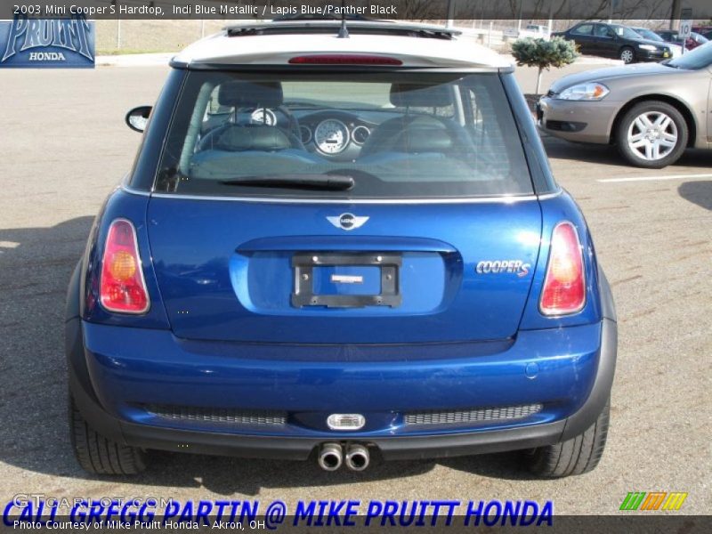 Indi Blue Metallic / Lapis Blue/Panther Black 2003 Mini Cooper S Hardtop