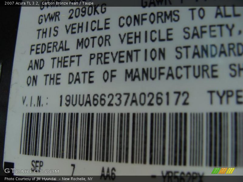 Carbon Bronze Pearl / Taupe 2007 Acura TL 3.2