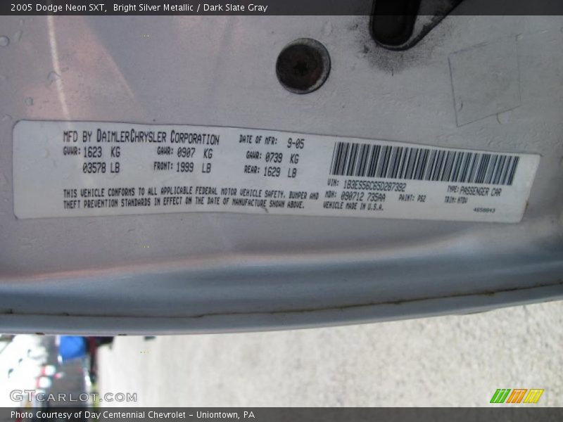Bright Silver Metallic / Dark Slate Gray 2005 Dodge Neon SXT