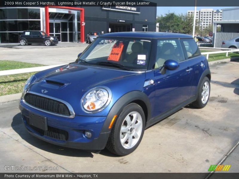 Lightning Blue Metallic / Gravity Tuscan Beige Leather 2009 Mini Cooper S Hardtop