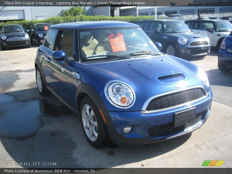 Lightning Blue Metallic / Gravity Tuscan Beige Leather 2009 Mini Cooper S Hardtop