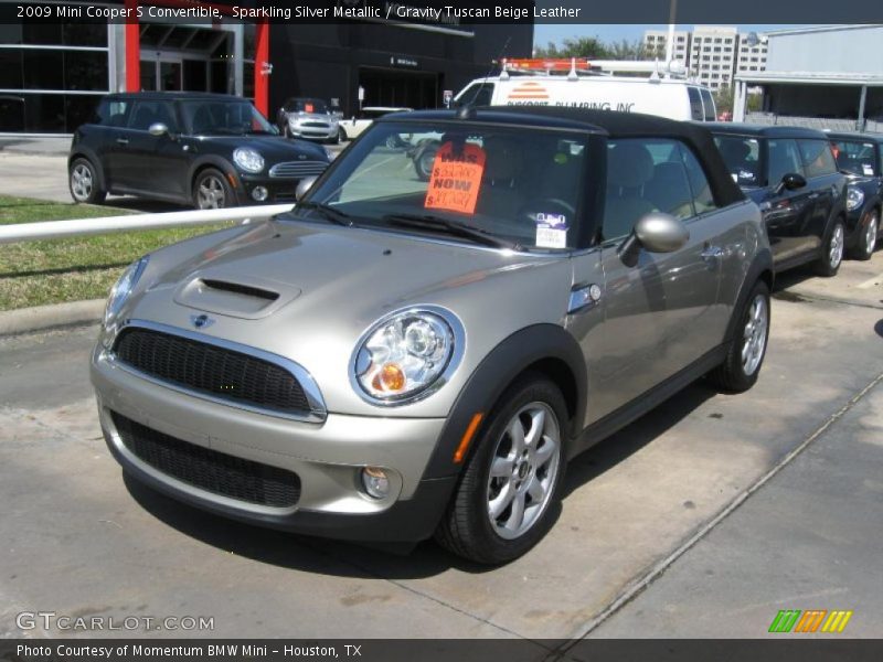 Sparkling Silver Metallic / Gravity Tuscan Beige Leather 2009 Mini Cooper S Convertible