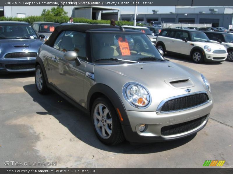 Sparkling Silver Metallic / Gravity Tuscan Beige Leather 2009 Mini Cooper S Convertible