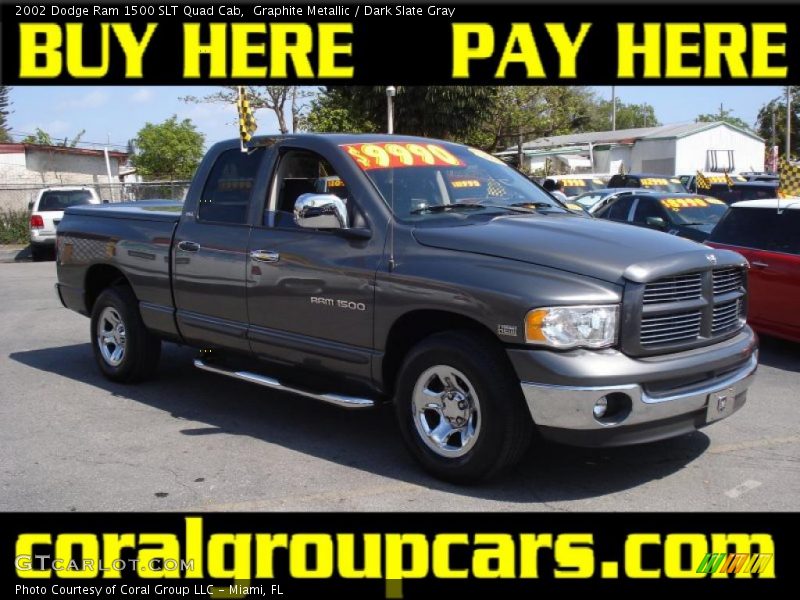 Graphite Metallic / Dark Slate Gray 2002 Dodge Ram 1500 SLT Quad Cab