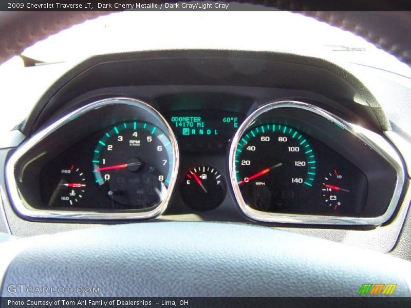 Dark Cherry Metallic / Dark Gray/Light Gray 2009 Chevrolet Traverse LT