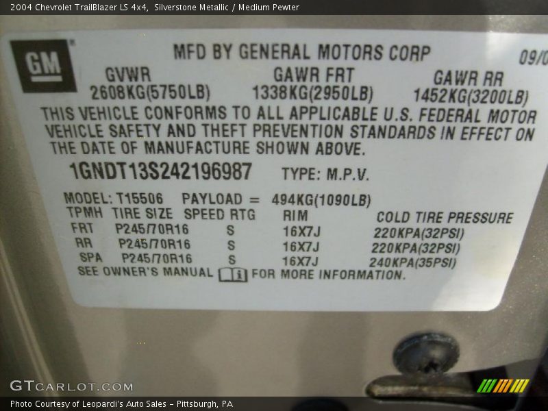 Silverstone Metallic / Medium Pewter 2004 Chevrolet TrailBlazer LS 4x4