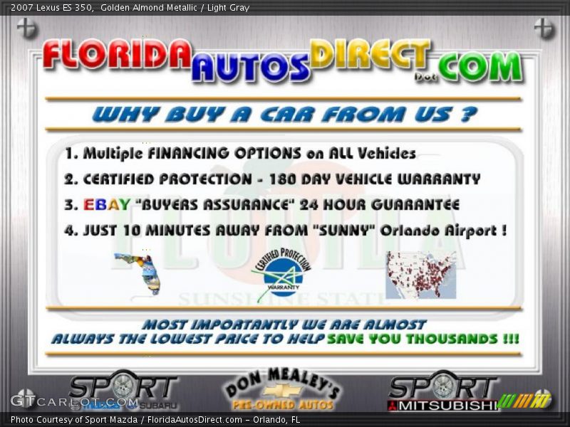 Golden Almond Metallic / Light Gray 2007 Lexus ES 350