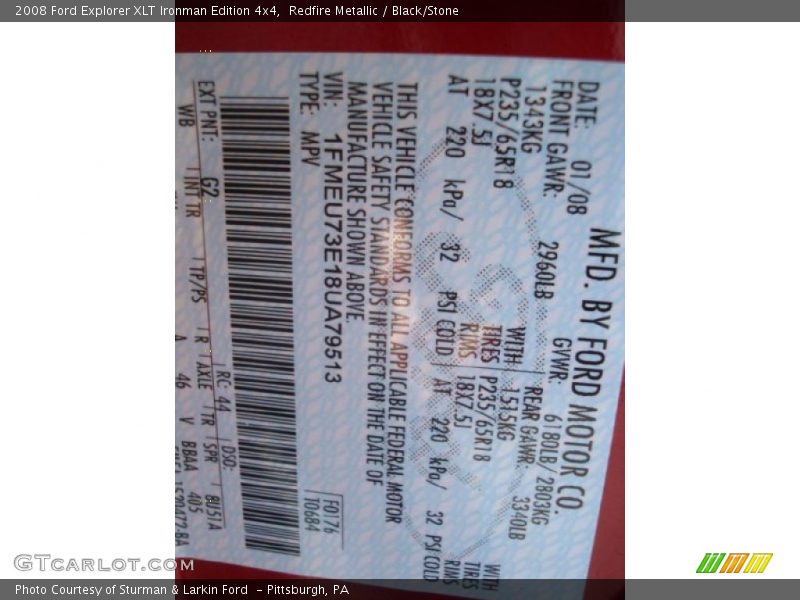 Redfire Metallic / Black/Stone 2008 Ford Explorer XLT Ironman Edition 4x4