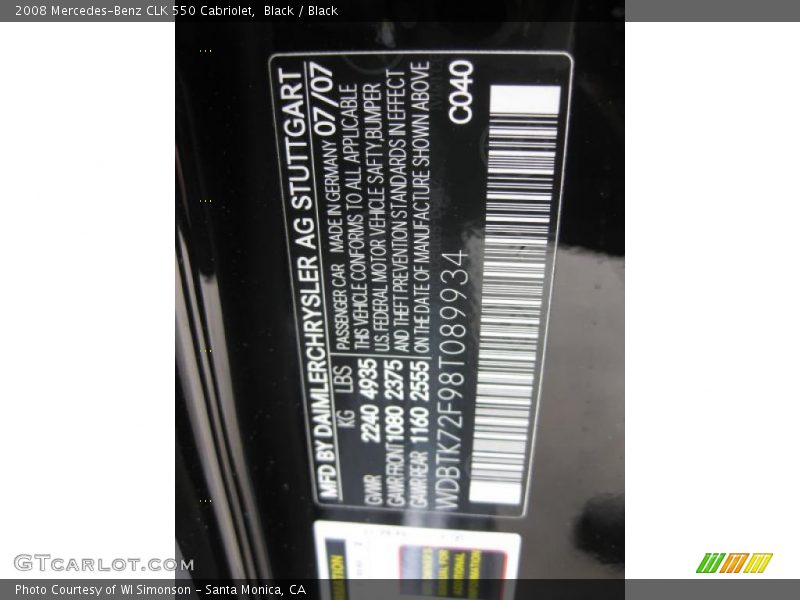 Black / Black 2008 Mercedes-Benz CLK 550 Cabriolet
