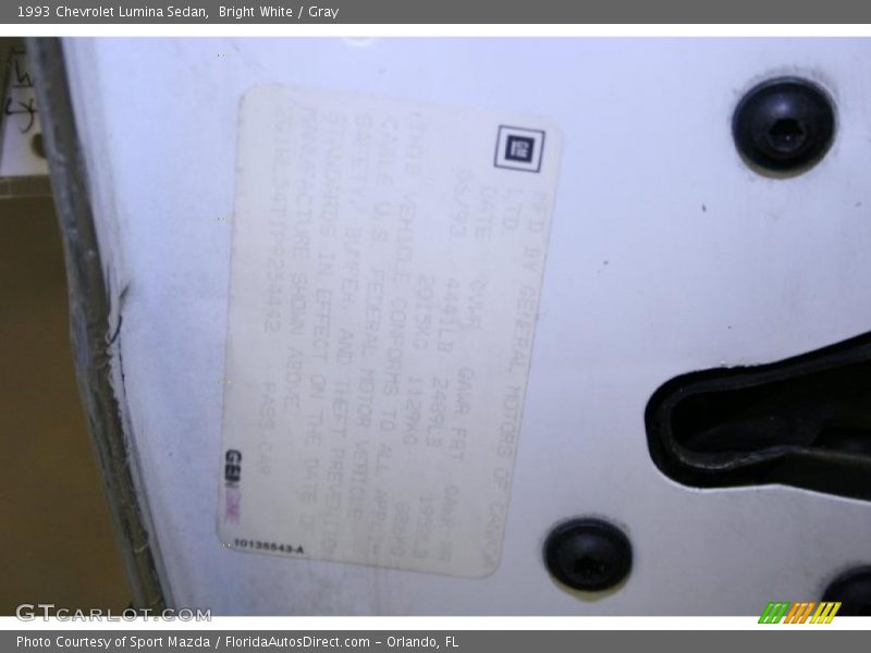 Bright White / Gray 1993 Chevrolet Lumina Sedan