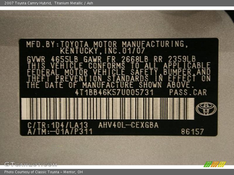 Titanium Metallic / Ash 2007 Toyota Camry Hybrid
