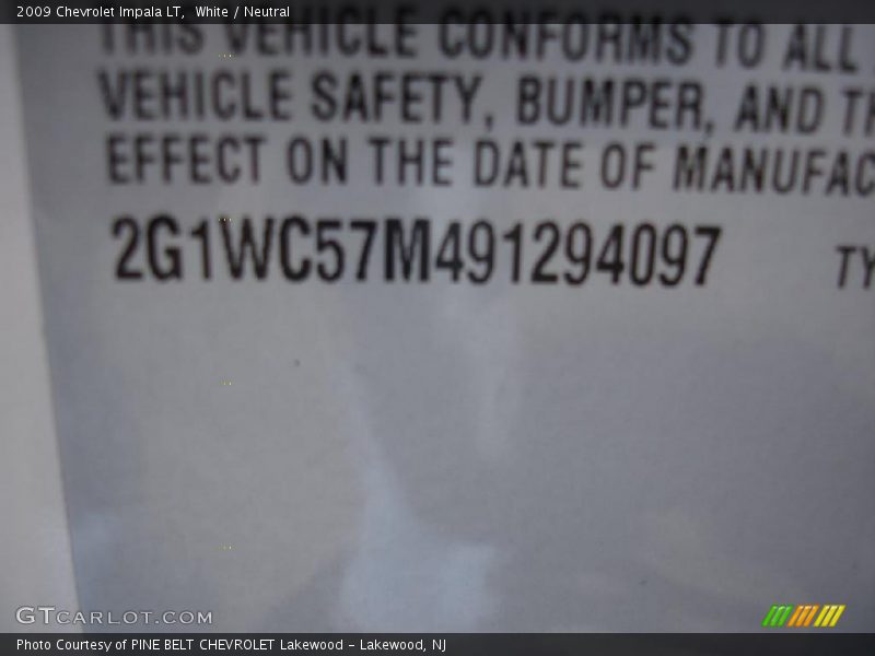White / Neutral 2009 Chevrolet Impala LT