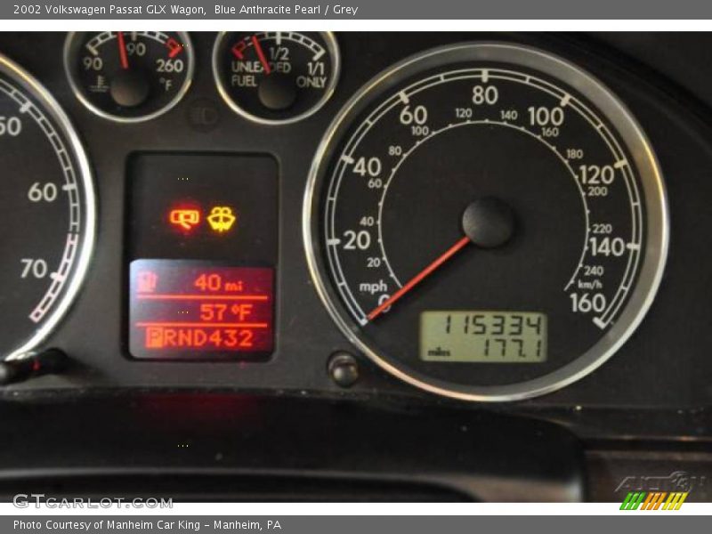 Blue Anthracite Pearl / Grey 2002 Volkswagen Passat GLX Wagon